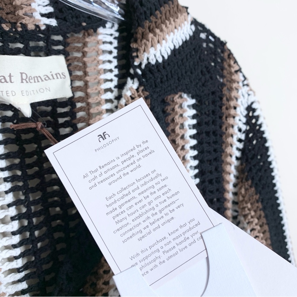 NEW All That Remains Colby Crochet Shirt (Sz US 4) Striped Black Brown White - Picture 13 of 14